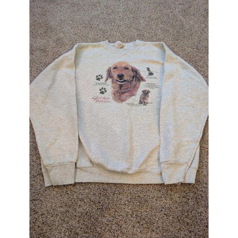 Fruit of the Loom Golden Retriever Graphic Sweatshirt Heather Gray XXL Mens